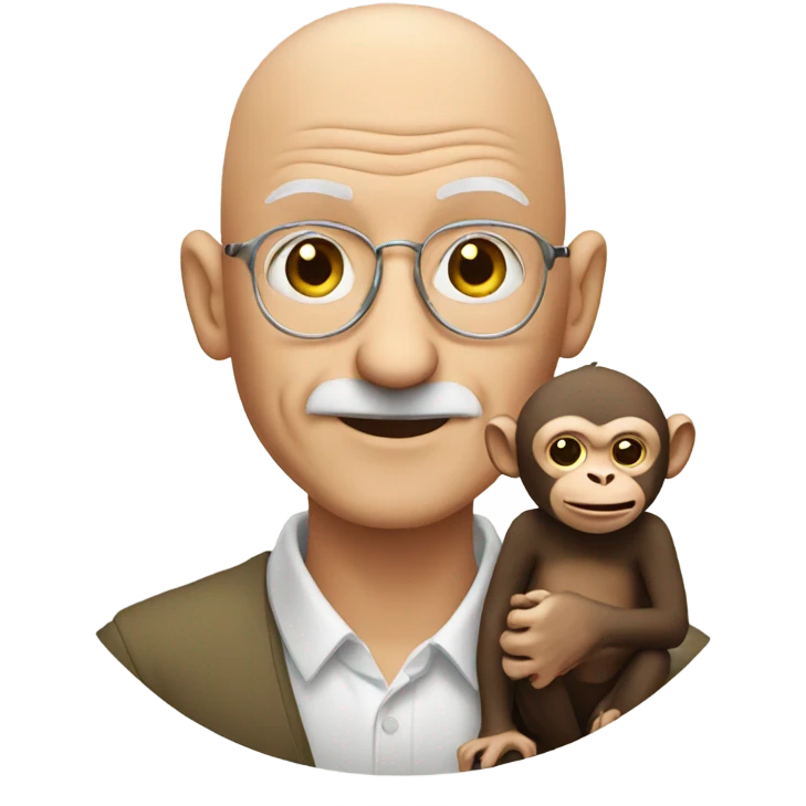 Bald old man with a monkey  emoji