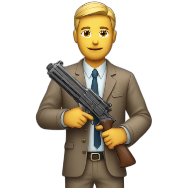 man holding toy gun at camera emoji
