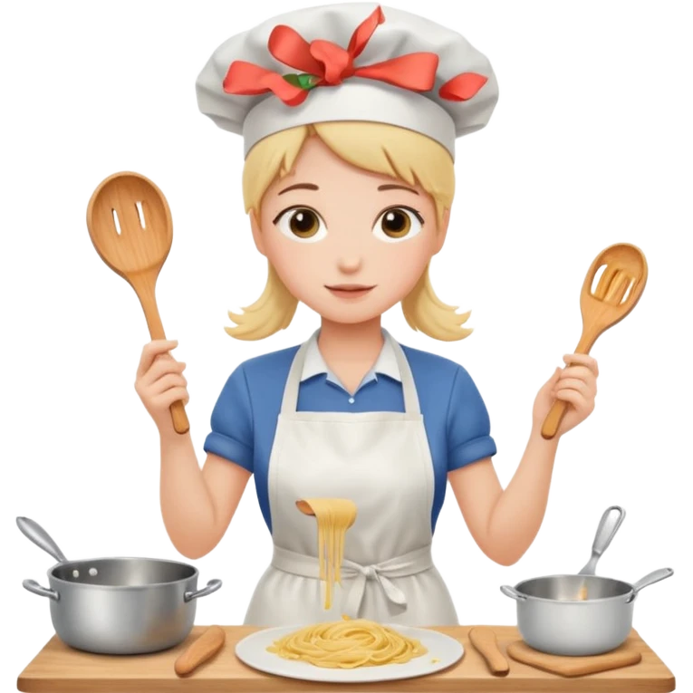 Girl cooking pasta for the first time emoji