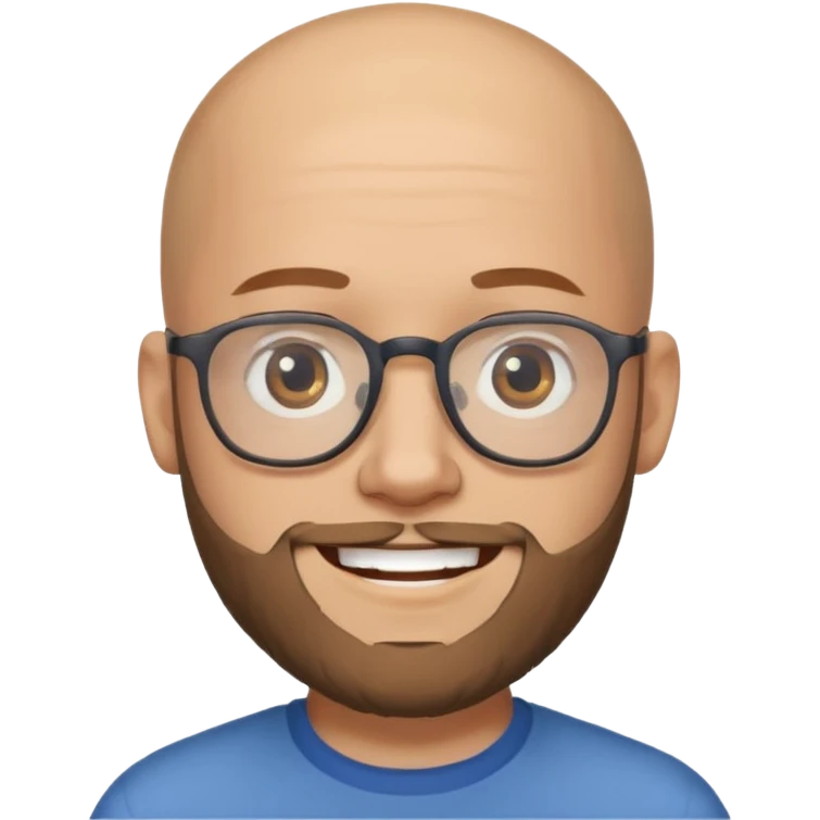 Quiero un emoji de un hombre pelado, con lentes y barba, pero que se vea joven emoji