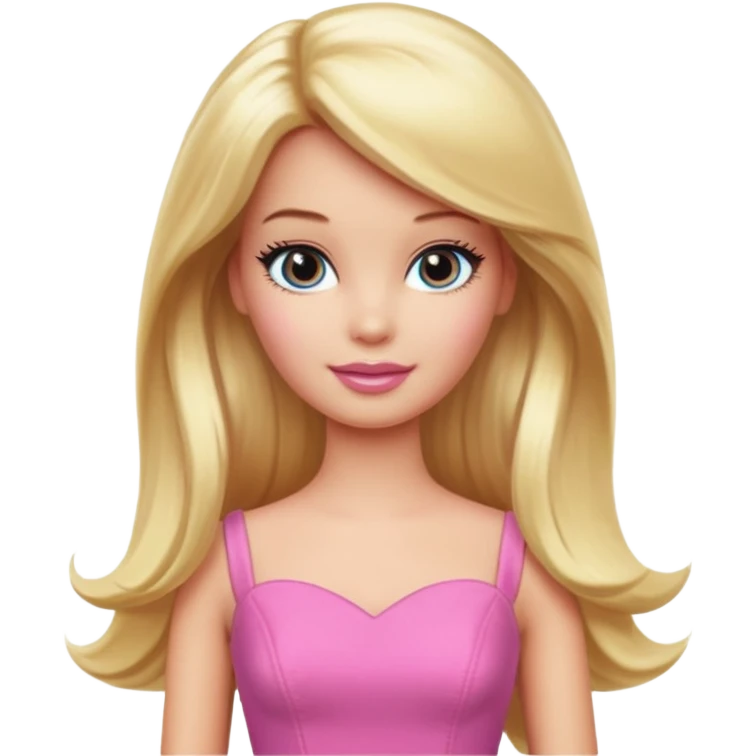 barbie, long blonde hair, pink dress emoji