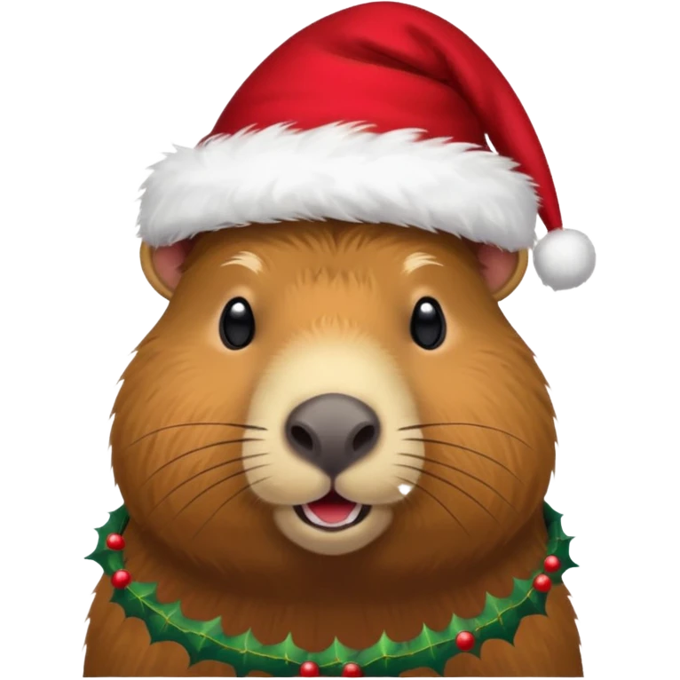 a capybara with a christmas hat emoji