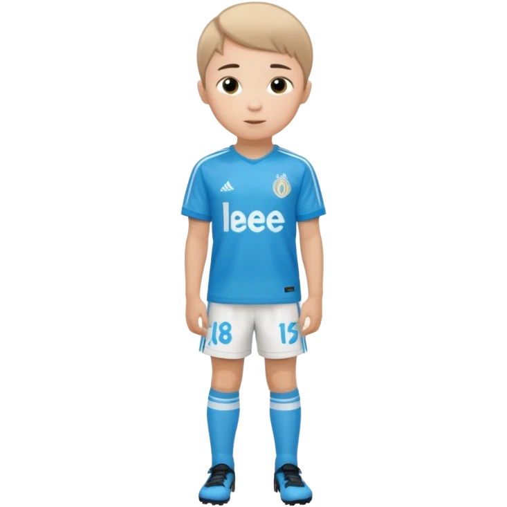 Un enfant qui a le coupe sur le coter et qui porte un maillot de marseille emoji