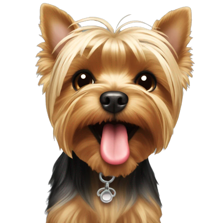 Yorkie with his tongue out emoji