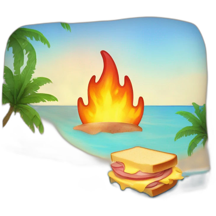 Ham and cheese sandwich on fire ok the beach emoji