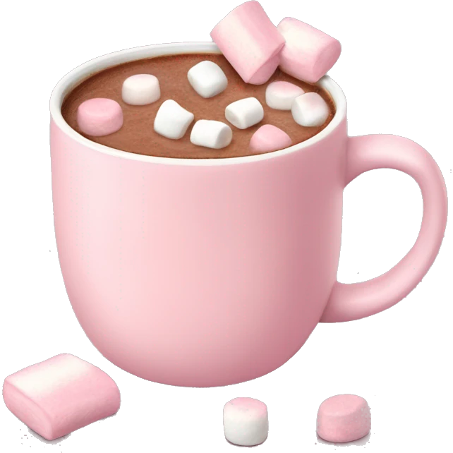 Light Pink mug of hot chocolate with marshmallows  emoji