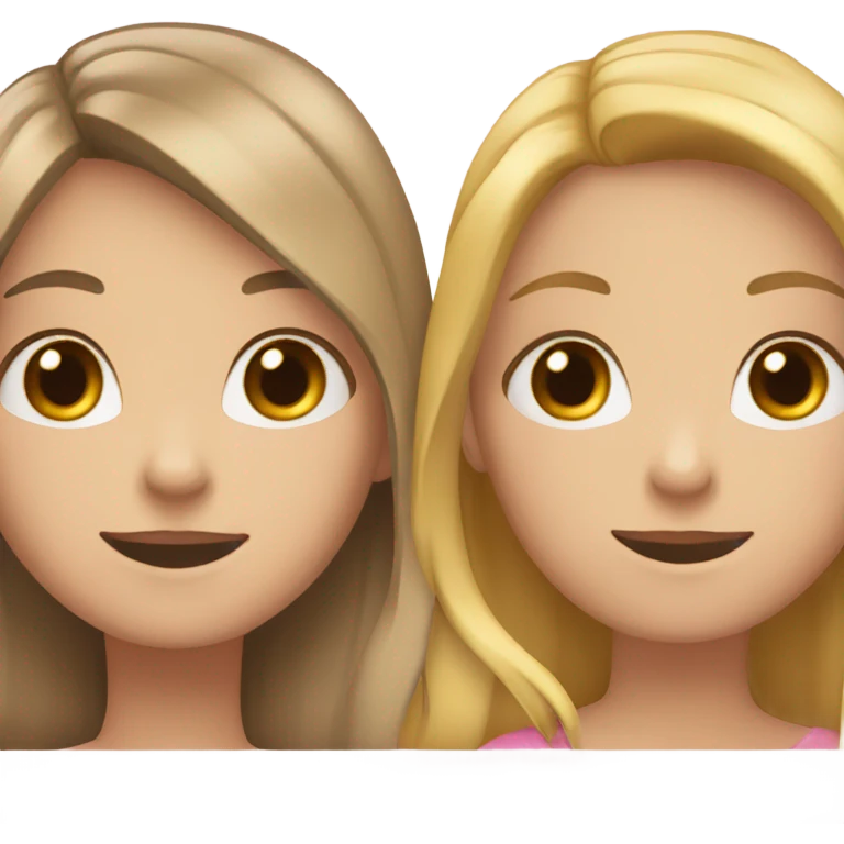 A girl with brown hair and a girl with blonde hair hugging emoji
