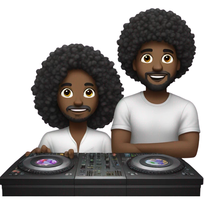 Black dude with curly fro and beard dj emoji
