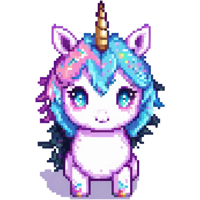 chibi-style unicorn with pastel colors pixel art emoji