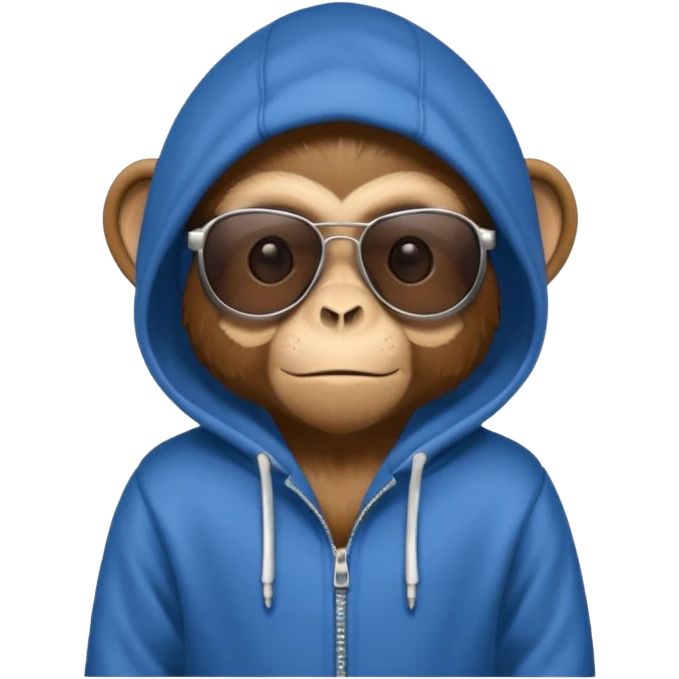 Monkey wearing a hoodie and sunglasses  emoji