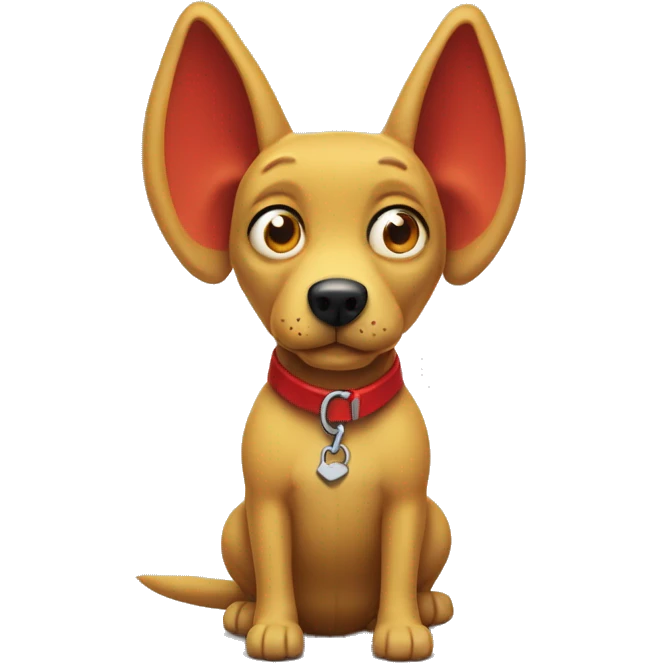 mustard colored dog with very very long ears and red collar, rugrats emoji