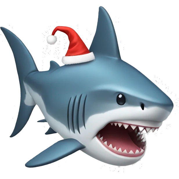 Shark with a santa hat emoji