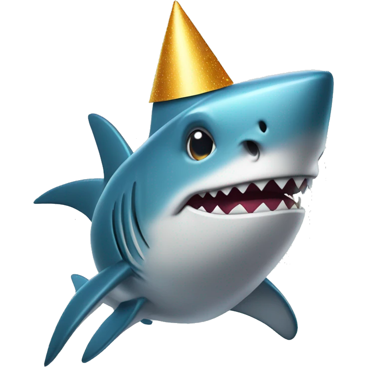Robot shark wearing party hat emoji