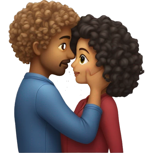 girl with curly hair kissing a guy emoji