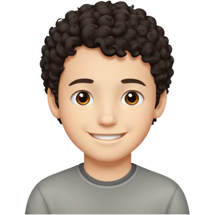 boy, dark and short curly hair, medium white skin,  emoji