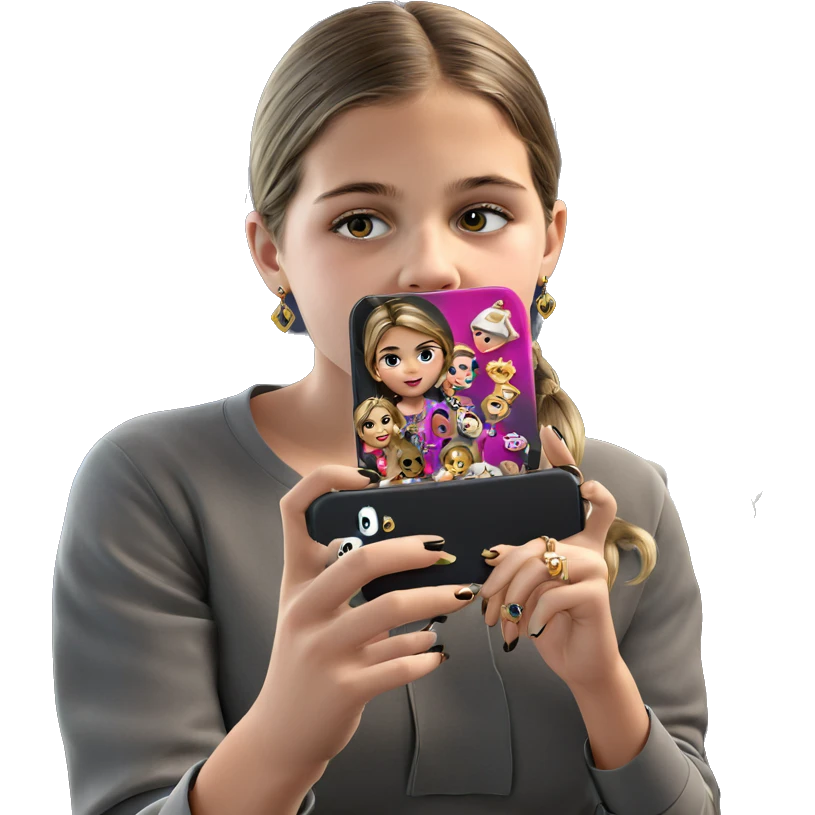 girl taking selfie with jewelry emoji