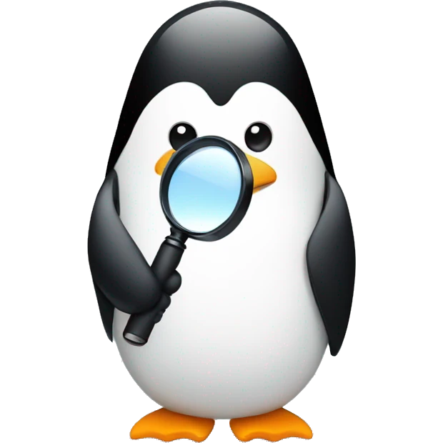 penguin holding a magnifying glass emoji