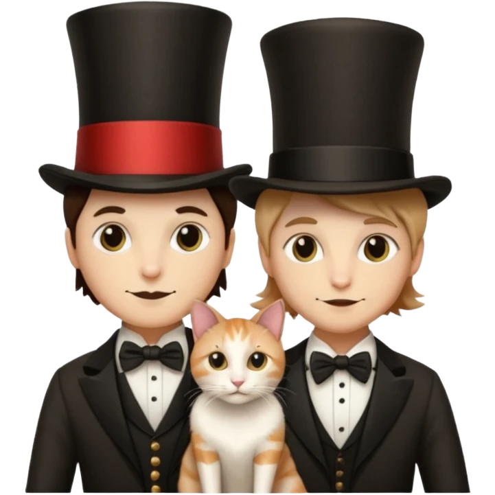 magician couple and their pet cat emoji