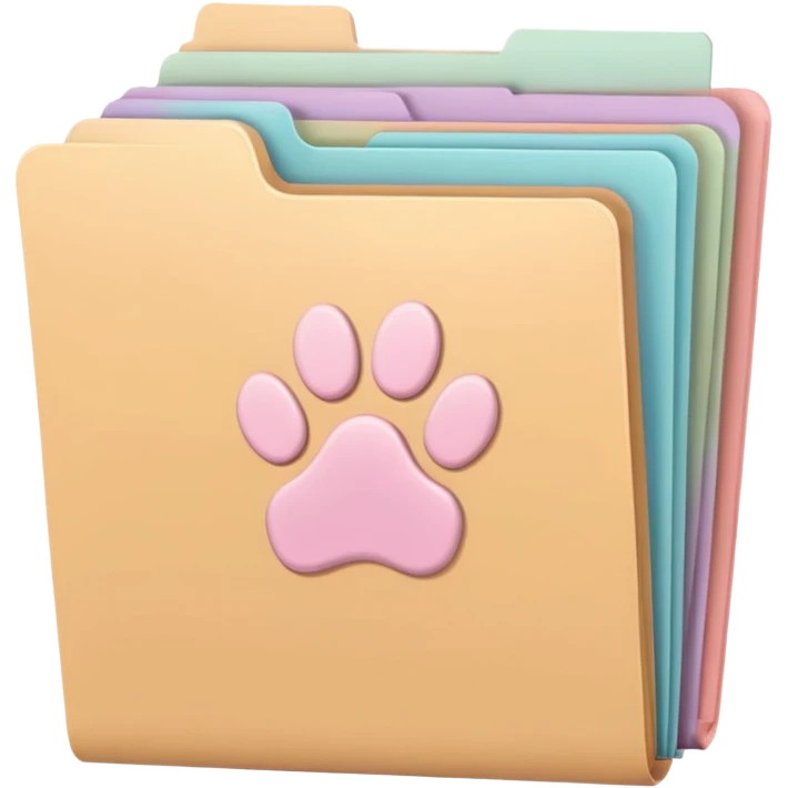 a pastel folder of documents with a pawprint on it emoji