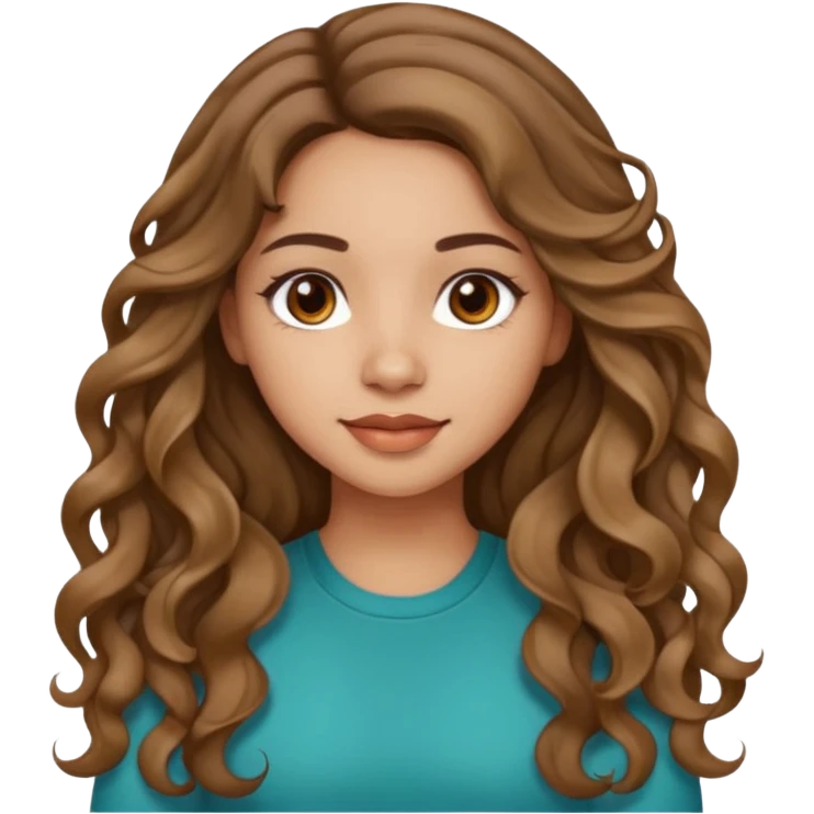 Latina light skin girl with just a few highlights long wavy lose curls hair emoji