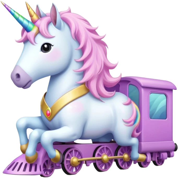 A unicorn on a train emoji