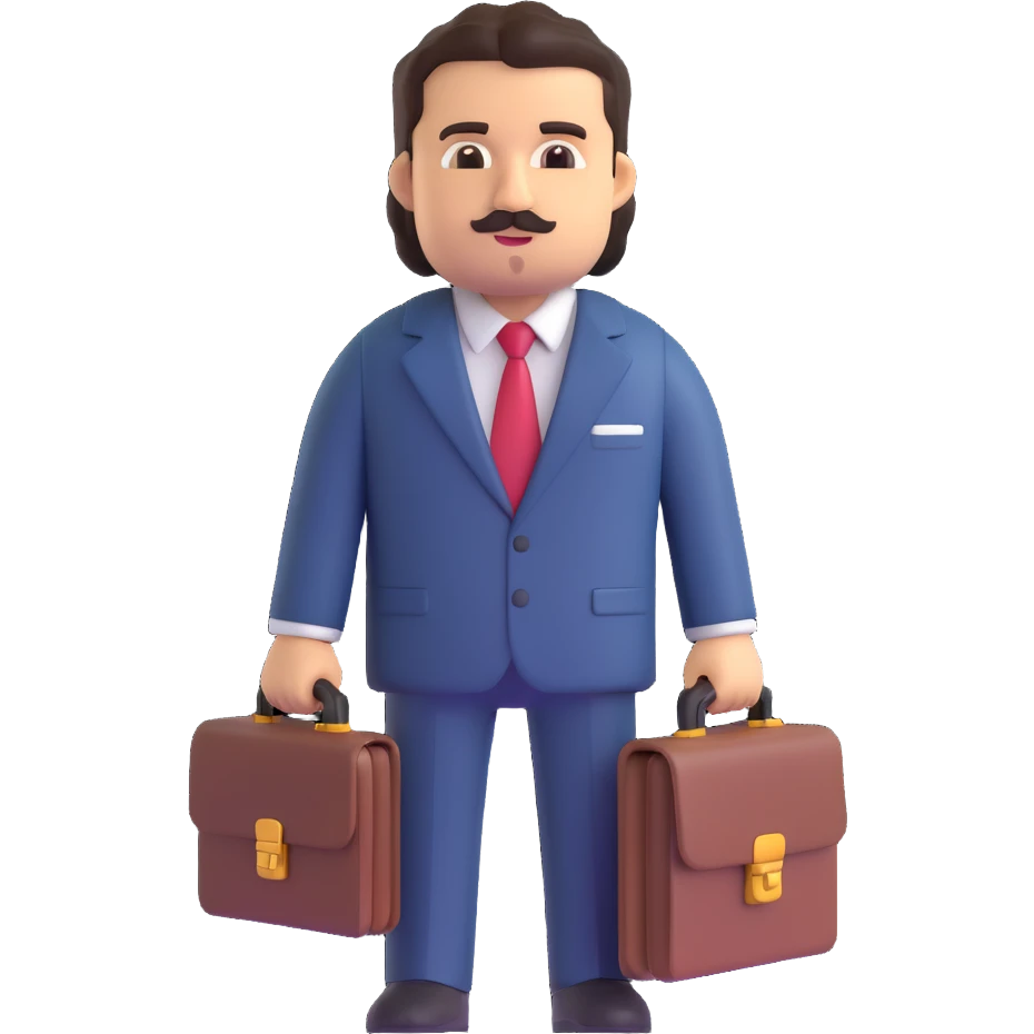 Pablo Escobar emoji holding a briefcase, wearing a suit emoji