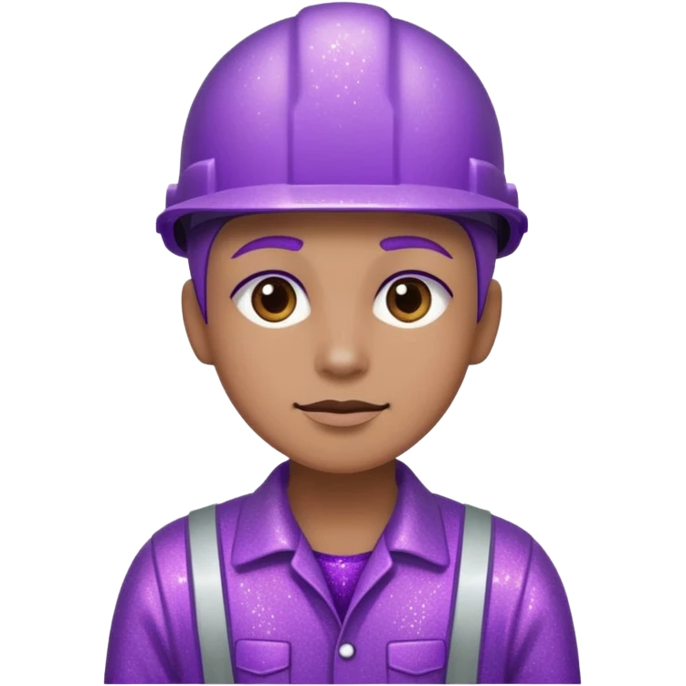 industrial worker wearing glitter purple glittery clothes emoji
