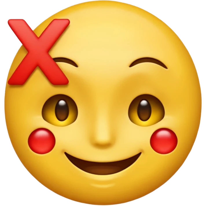 a emoji with its eyes closed, with a red X in its eyes emoji