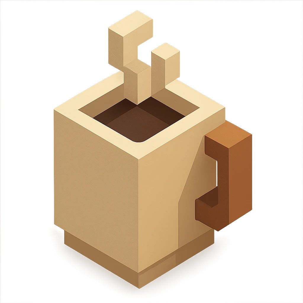 coffee cup, minimalist geometric style, 3D blocks icon emoji