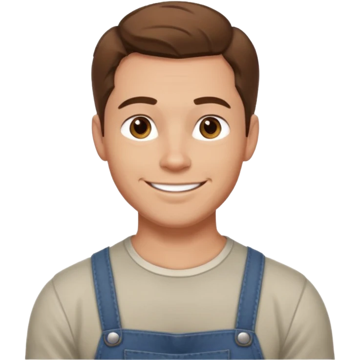 Adult male, light skin, friendly smile, casual farm-style clothes, relaxed posture, muscular, approachable, completely unique from other male roles emoji