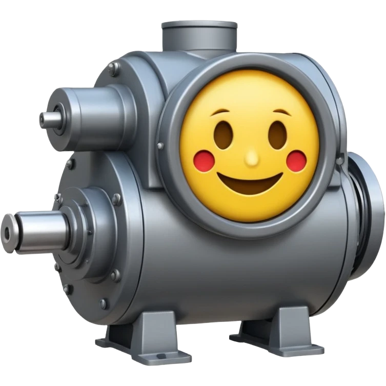 Industrial mechanical motor with a smiley face, emoji for the new electric music genre Motor breaks must be friendly and sellable must be small but clear child friendly, ready to use as a logo emoji