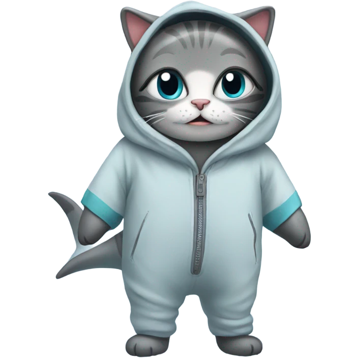 Cat wearing shark sleep suit  emoji