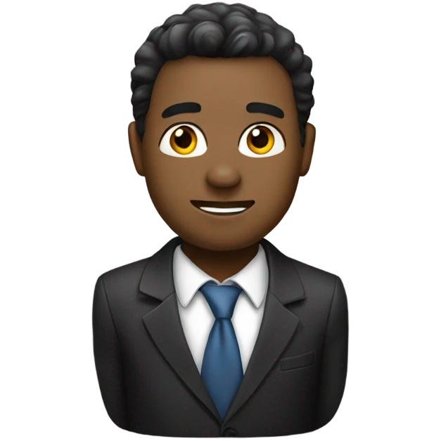 A black and white avatar. Shaped like a man dressed in a suit and tie. emoji