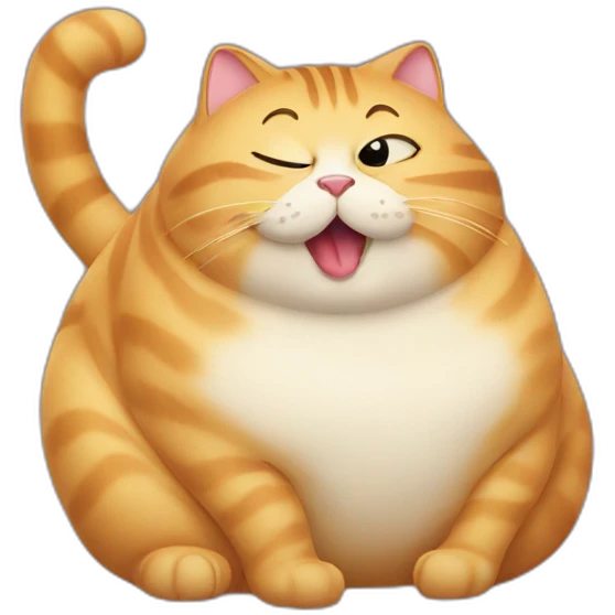 Fat cat licking itself emoji