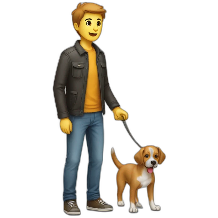 Chien debout sur un homme emoji