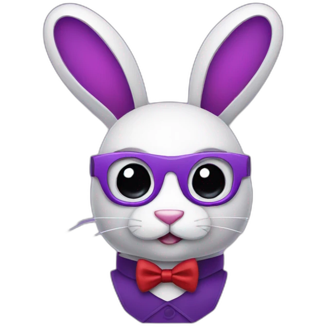 purple robbot bunny with a red bowtie emoji