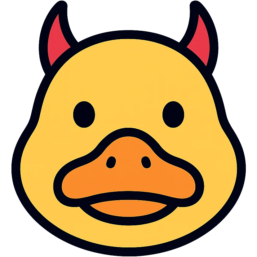 color outline icon of a duck with devil horns emoji