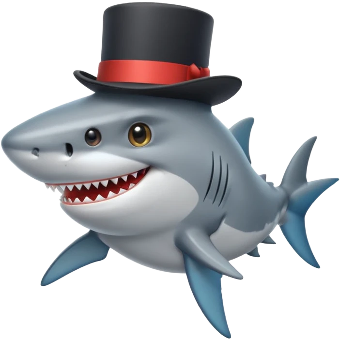 Shark with a top hat emoji