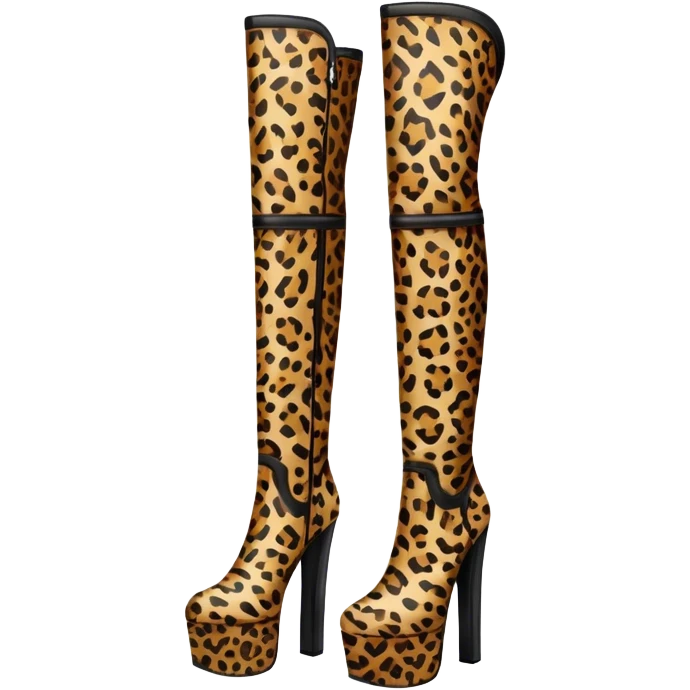 Leopard print, platform, knee high boots emoji