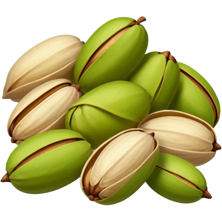 Heap of raw pistachio with shell, natural and organic, close-up view emoji