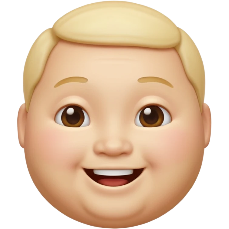 A 3D emoji in iOS emoji aesthetic style of a chubby person with round cheeks and a happy smile, soft and friendly expression, smooth glossy texture, minimal white background. emoji