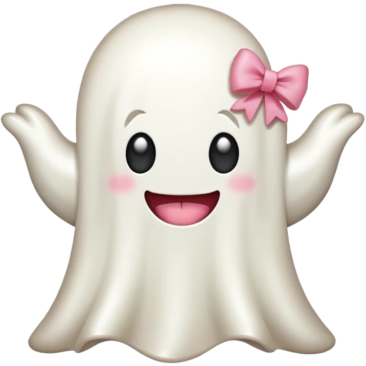 SPAM MEAT kawaii ghost EMOJI with bow emoji