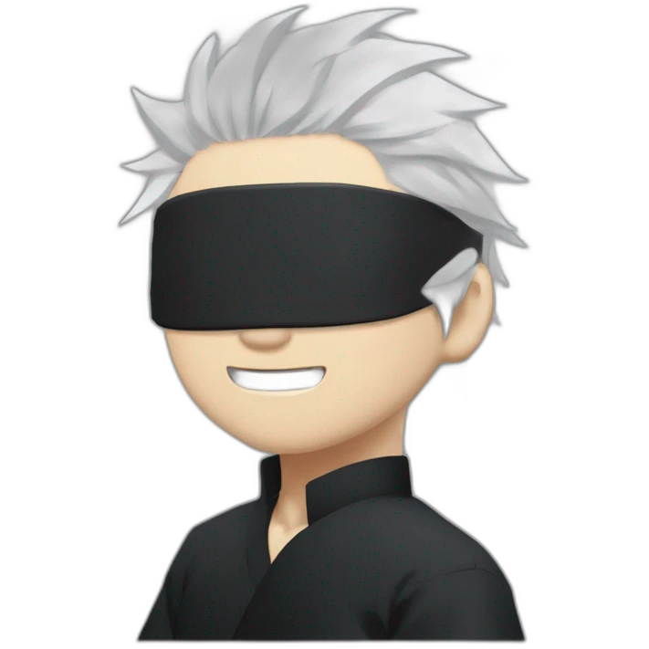 gojo satoru with white hair and black blindfold in jujutsu kaisen emoji