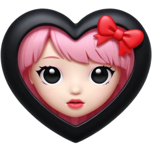 realistic 3d soft cute blackpink goth heart emoji