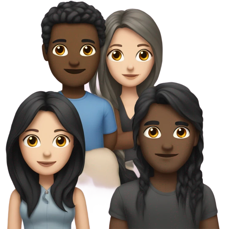 3 white girls with long black hair and 3 men emoji
