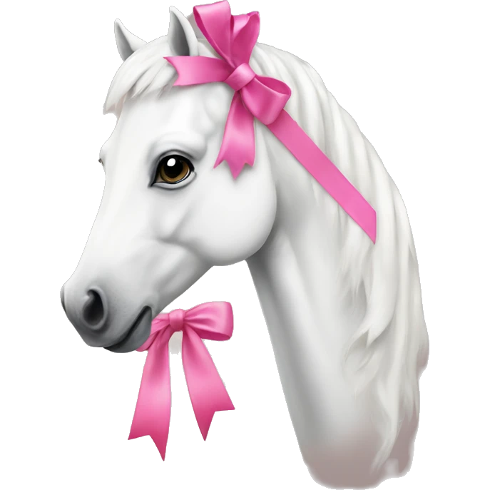 White horse with pink bow emoji