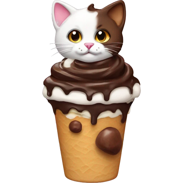 Chocolate sundae with calico cat emoji