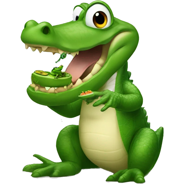 alligator eating a frog emoji