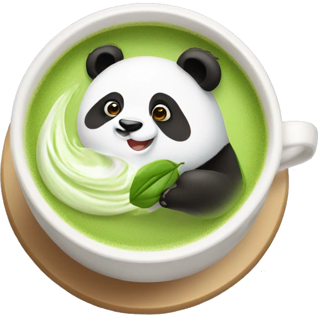 Panda eating matcha latte emoji