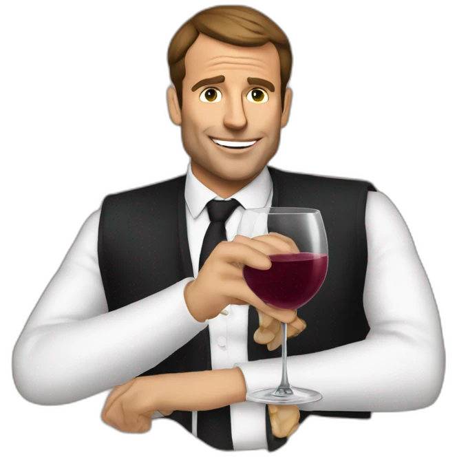 Macron with wine and croissant emoji